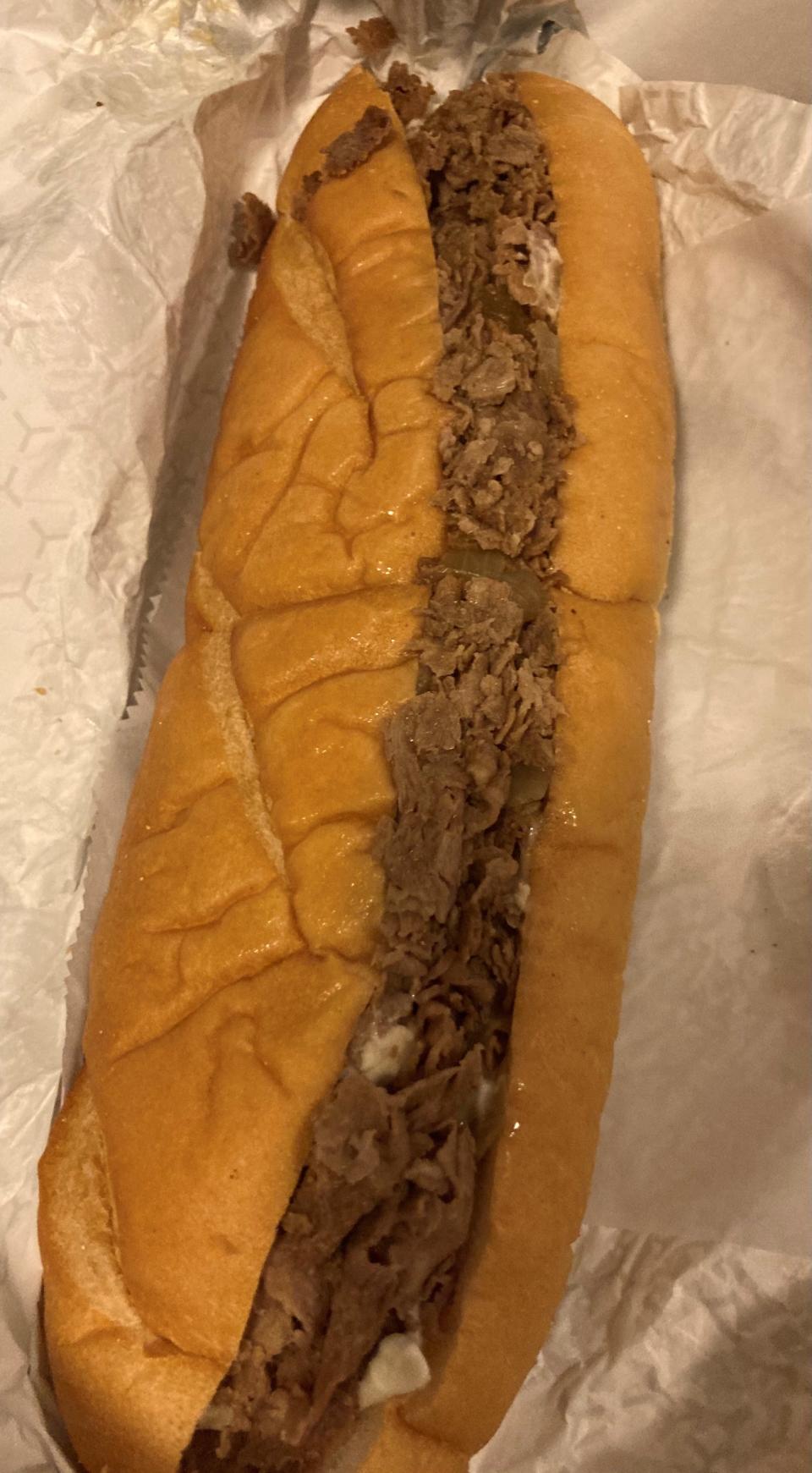 A 12-inch cheesesteak at City Steaks in Burlington City.