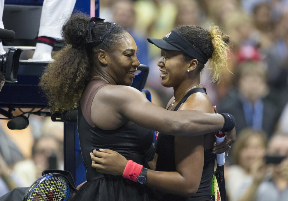 Serena Williams congratulates Japanese tennis player Naomi Osaka on her win [Photo: Getty]