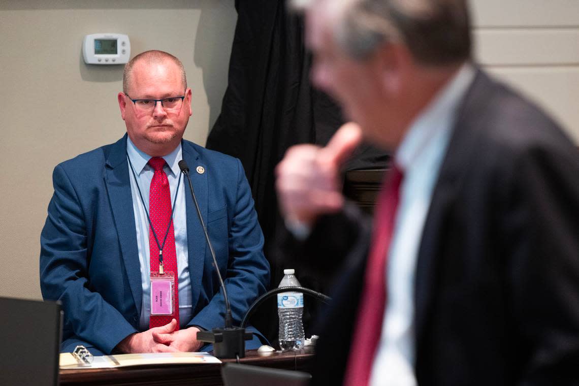 Prosecutor John Meadors questions SLED special agent David Owen about his investigation during Alex Murdaugh’s trial for murder at the Colleton County Courthouse on Wednesday, Feb. 15, 2023. Joshua Boucher/The State/Pool