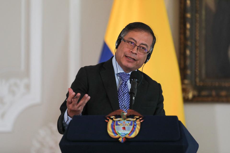 El presidente de Colombia, Gustavo Petro, durante una conferencia de prensa. (Foto: LUISA GONZALEZ/POOL/AFP via Getty Images)