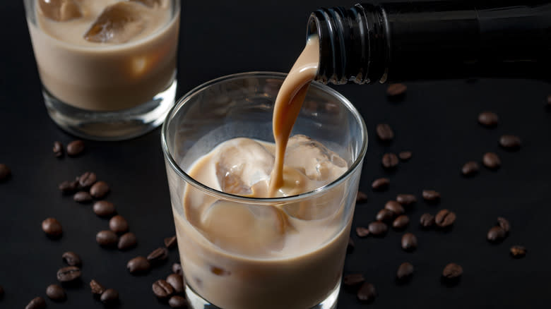 Pouring Irish cream into a glass