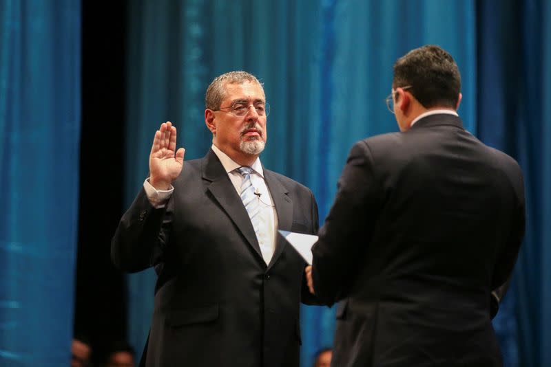 Bernardo Arevalo takes the oath of office as Guatemala's President, in Guatemala City