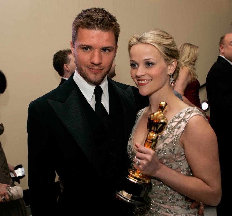 Reese Witherspoon won her Oscar for best actress in Walk The Line. She and fellow actor Ryan Phillippe were married for seven years from 1999 and have two children together. <em>[Photo: Getty]</em>