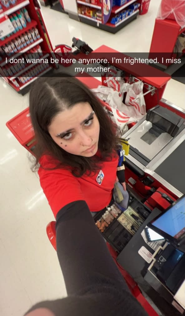 Ket, who’s only worked at Target for two months, posted footage of her chaotic day at work when she had to run the store by herself. tiktok.com/@ketaminelorde