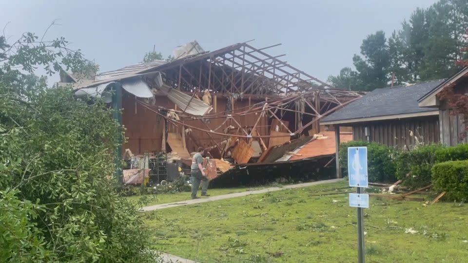 A building damaged by severe weather in Henry County, Alabama. - WTVY