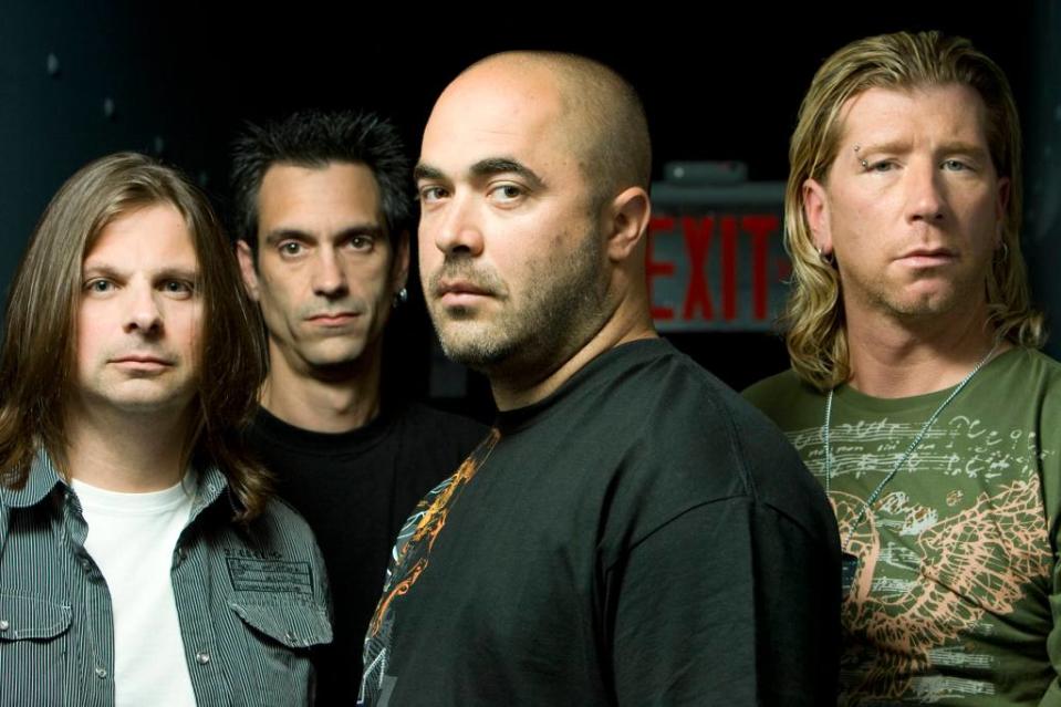 (From left) Mike Mushok, Johnny April, Aaron Lewis and Jon Wysocki of Staind in New York on July 14, 2008. Redferns