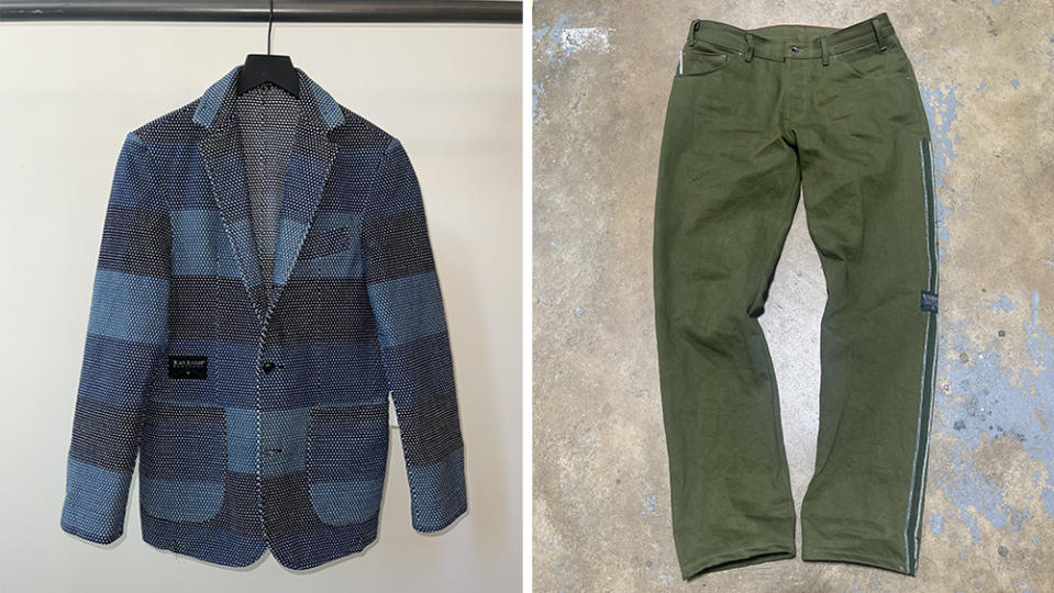 Previous Omakase commissions include a sashiko-stitched sport-coat and green selvedge jeans. - Credit: Raleigh Denim Workshop