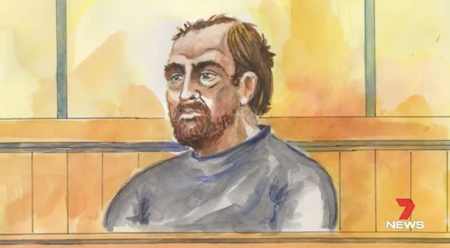 A court sketch of Reeves. Source: 7News