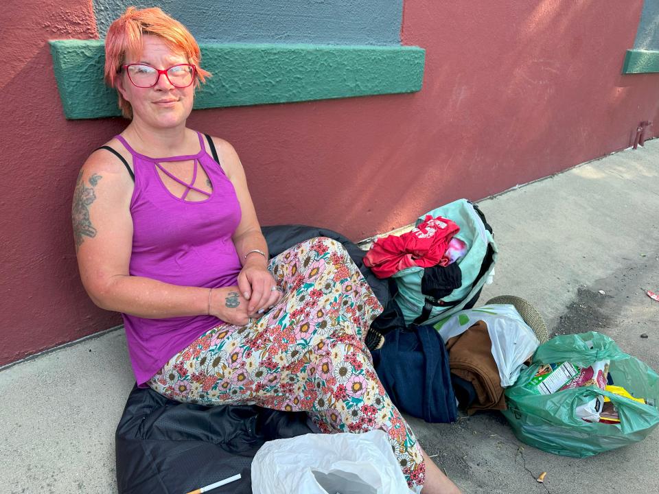 Melissa Crespo, who is homeless in Redding, receives medical care from Dr. Kyle Patton in October 2023.