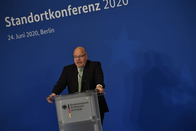 Germany's Federal Economy Minister Peter Altmaier gives a news conference in Berlin