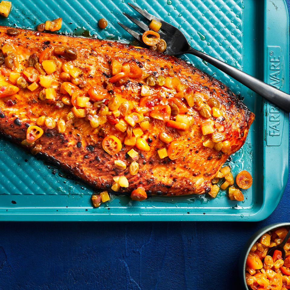 Roast Salmon with Kumquat-Pineapple Chutney