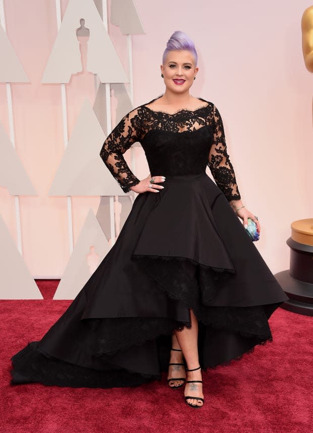 <p>Osbourne rocked a black vintage-style Rita Vinieris gown and her signature lilac hair on the red 2015 Oscars red carpet. The<em>Fashion Police </em>host left the show just days after cohost Giuliana Rancic’s controversial comments about Zendaya’s hairstyle at the awards show.</p>