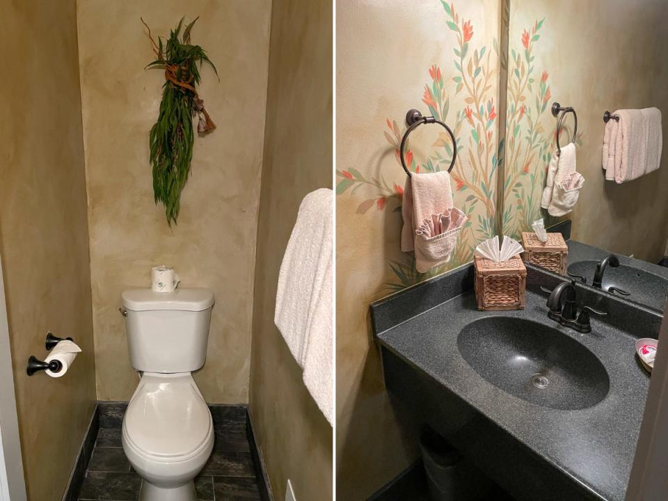 The bathroom in the Swiss Family Robinson suite.