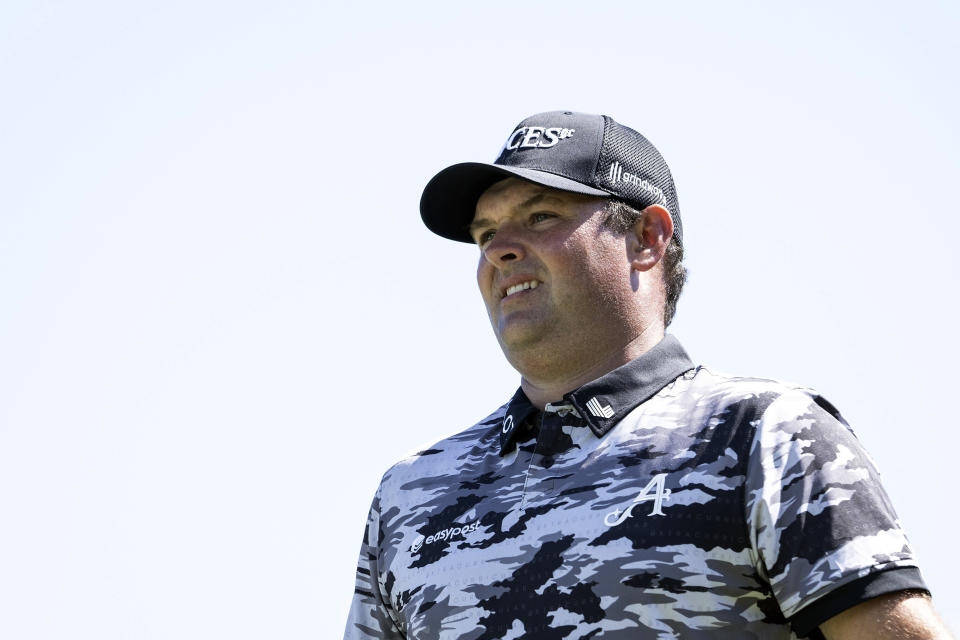 Patrick Reed, of 4Aces GC, looks on from the 18th tee during the first round of LIV Golf Mayakoba at El Camaleón Golf Course, Friday, Feb. 2, 2024, in Playa del Carmen, Mexico. (Chris Trotman/LIV Golf via AP)