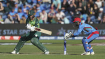 South Africa's Quinton de Kock in action against Afghanistan during the ICC Cricket World Cup group stage match at The Cardiff Wales Stadium in Cardiff, Wales, Saturday June 15, 2019. (David Davies/PA via AP)