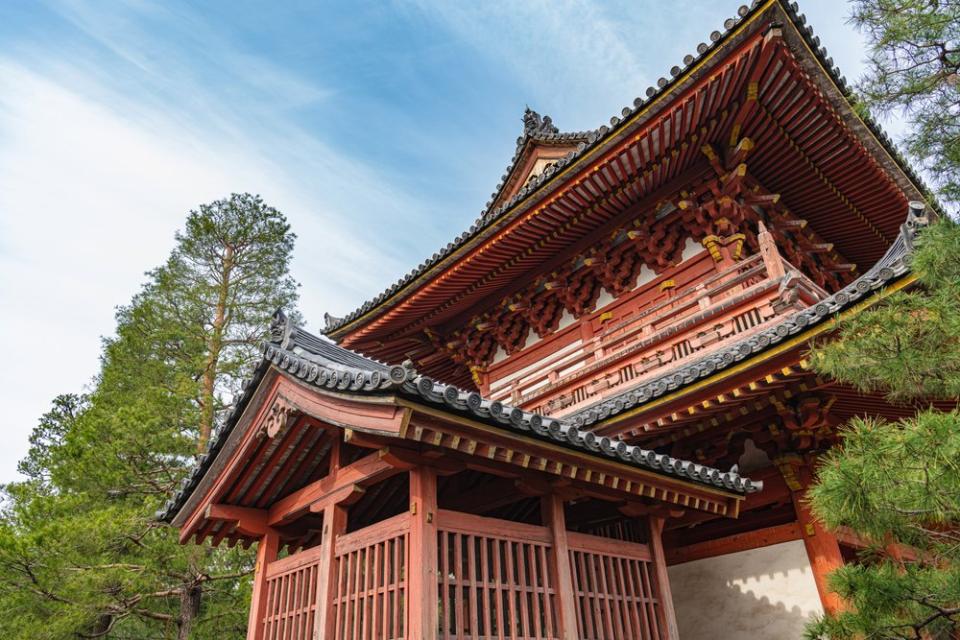 Daitoku-ji temple surrounded by green trees