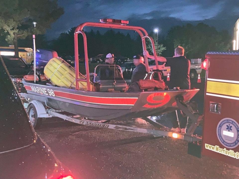 Dozens of first responders from Bucks County and surrounding counties descended on Upper Makefield July 15, 2023 to assist in search and rescue missions after flash floods devastated the area
