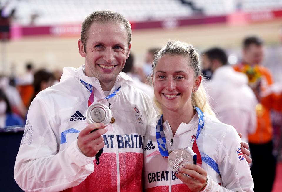 Great Britain’s Laura Kenny and Jason Kenny won silver medals in the team pursuit and team sprint respectively (Danny Lawson/PA) (PA Wire)