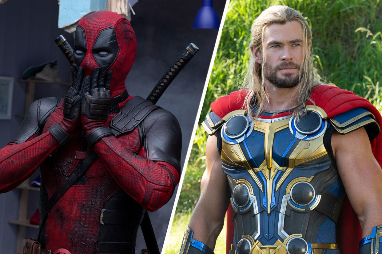 Deadpool and Wolverine features a scene where Thor is crying over Ryan Reynolds' character, but we don't know why. (Marvel)