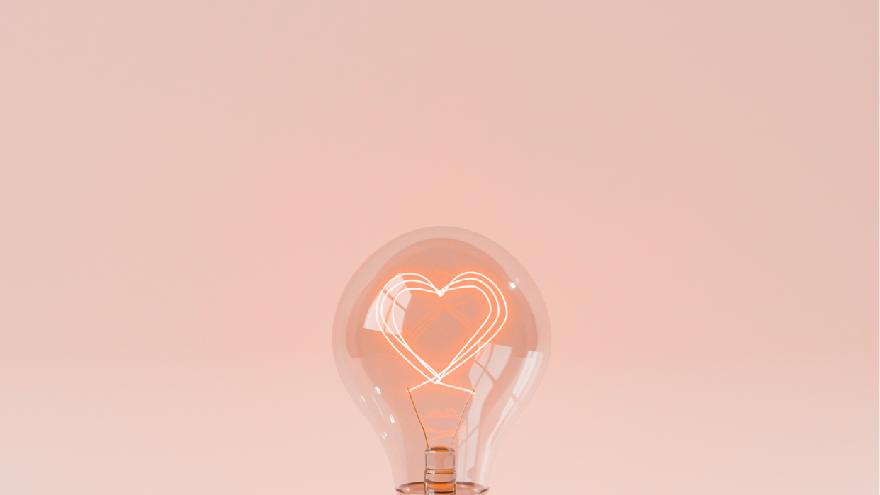 heart in a light bulb