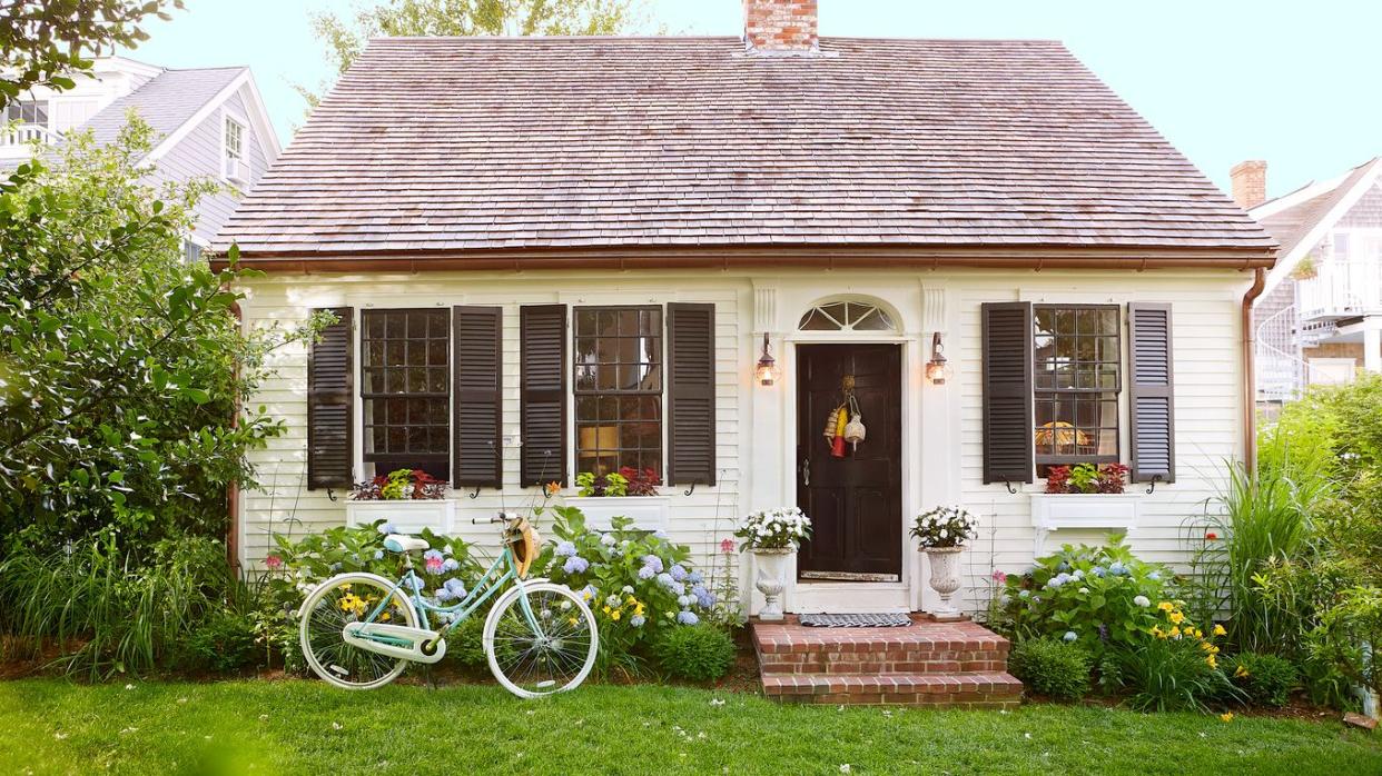 dark brown farmhouse