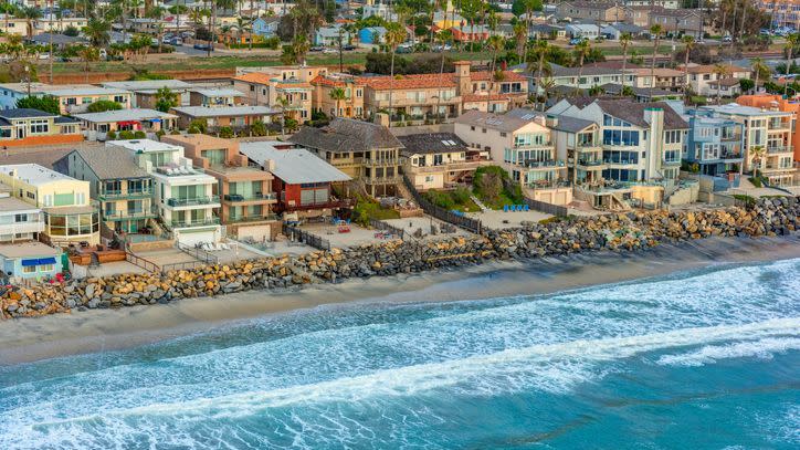 Ocean-front homes in San Diego County. 