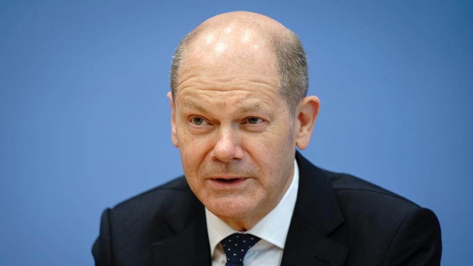 Olaf Scholz (SPD), Bundesminister der Finanzen, bei einer Pressekonferenz.