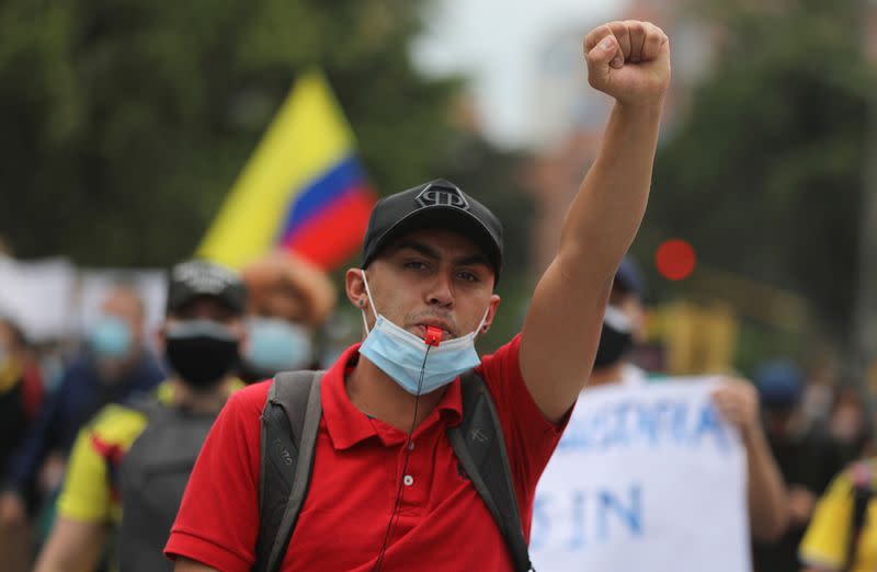 Protest against poverty and police violence in Bogota