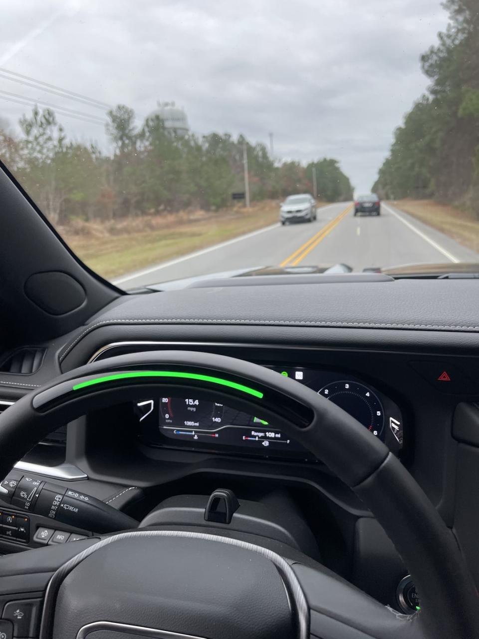 gm super cruise engaged on a two lane road