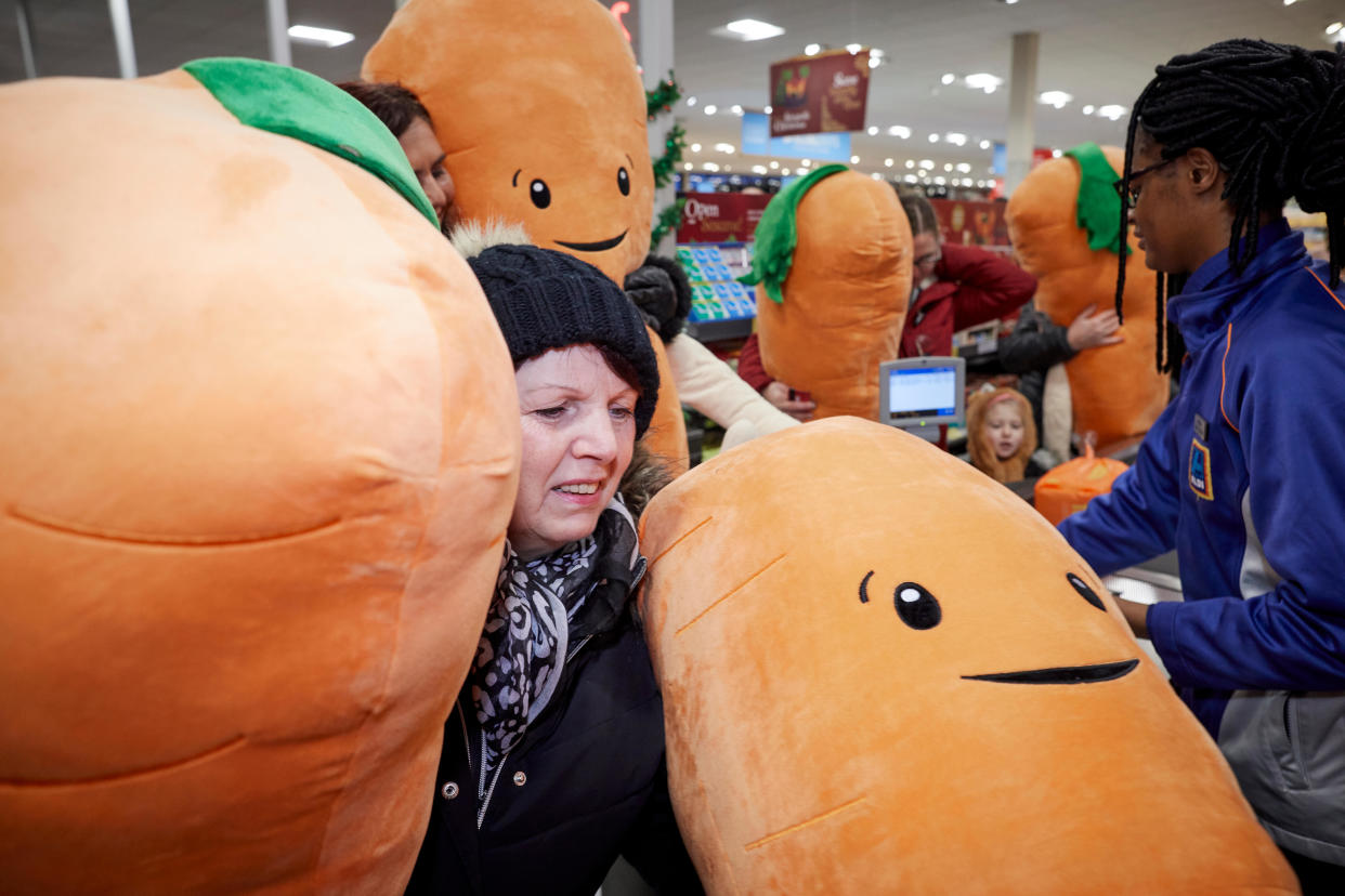 ALDI customers queueing for the soft toy Kevin the Carrot