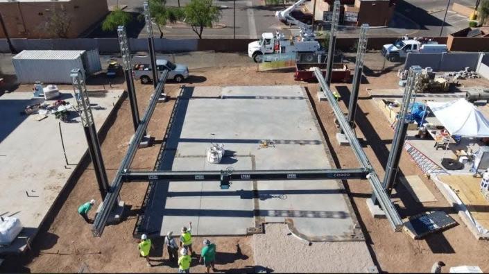 Habitat for Humanity unveils its progress on a 3D-printed home in Tempe, Ariz., on Wednesday