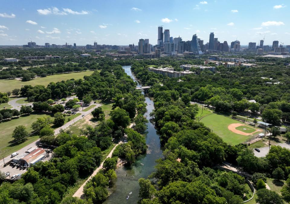 Under the Zilker Park vision plan, a new welcome center could be built near the Barton Springs Pool and a parking garage could be built near the baseball field.