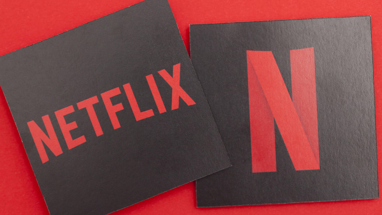 Netflix cards on red background