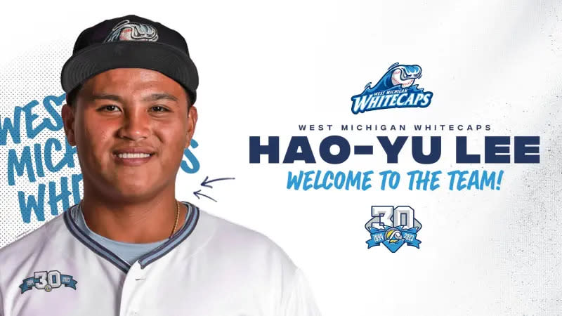 ▲台灣怪力男李灝宇現效力於底特律老虎高階1A West Michigan Whitecaps。（圖取自推特@wmwhitecaps）