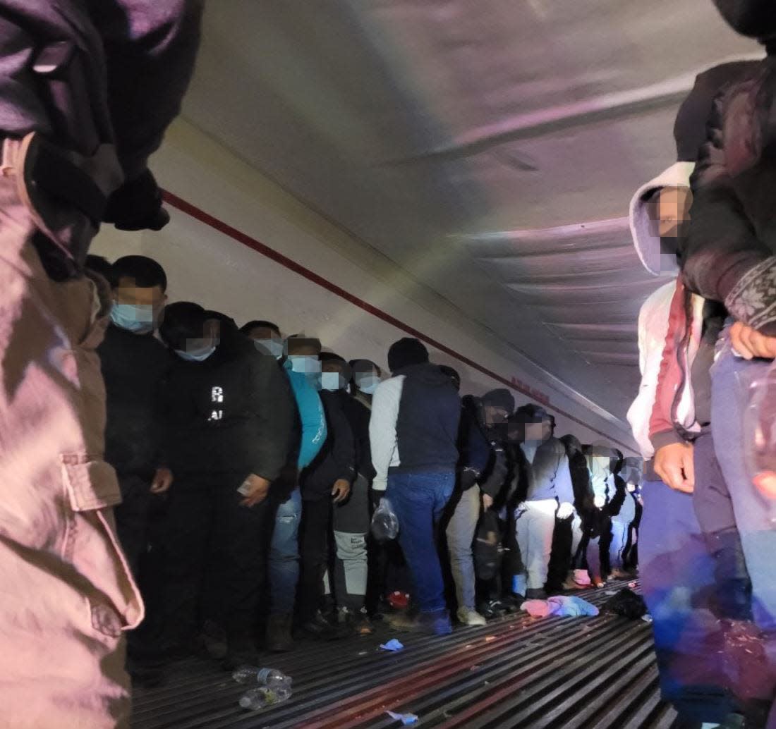 U.S. Border Patrol agents of the El Paso Sector discovered 132 migrants inside a commercial trailer during a human smuggling attempt in far east El Paso, Feb. 7.