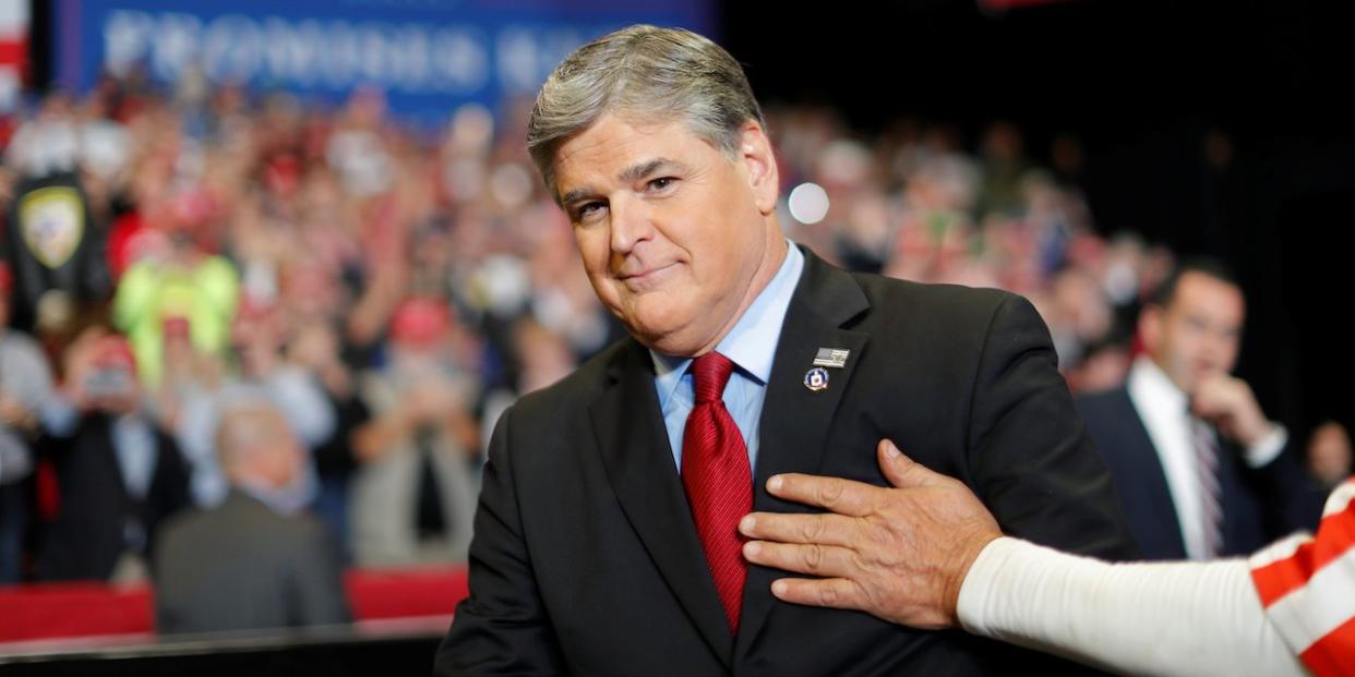Fox News host Sean Hannity at a Trump campaign rally in 2018.
