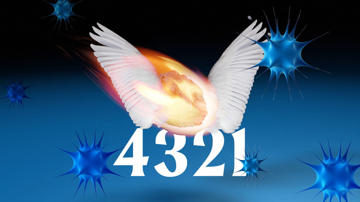 the number 4321 under a winged planet