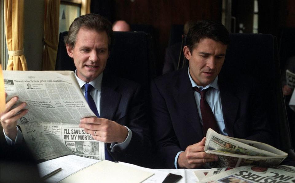 James Larkin as Tony Blair and Jonathan Cake as Alastair Campbell in Kosminky's The Govenment Inspector - Channel 4