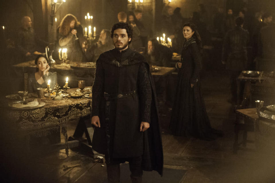 Oona Chaplin, Richard Madden, and Michelle Fairley in the "Game of Thrones" episode, "The Rains of Castamere."