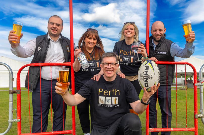 Organisers and sponsors (from left)- Kieran Maclean of Howden, Carol Ann Rose, Allan Brown and Natalie Mackinnon of Perthshire Rugby and Martin Campbell of Howden -Credit:Perthshire Advertiser