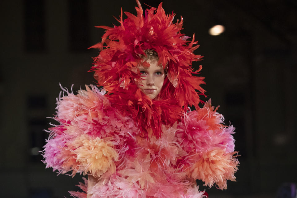 The Marc Jacobs collection is modeled during Fashion Week, Wednesday, Sept. 11, 2019, in New York. (AP Photo/Mary Altaffer)