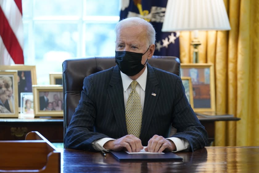 President Joe Biden speaks after signing the PPP Extension Act of 2021, in the Oval Office of the White House, Tuesday, March 30, 2021, in Washington. (AP Photo/Evan Vucci)