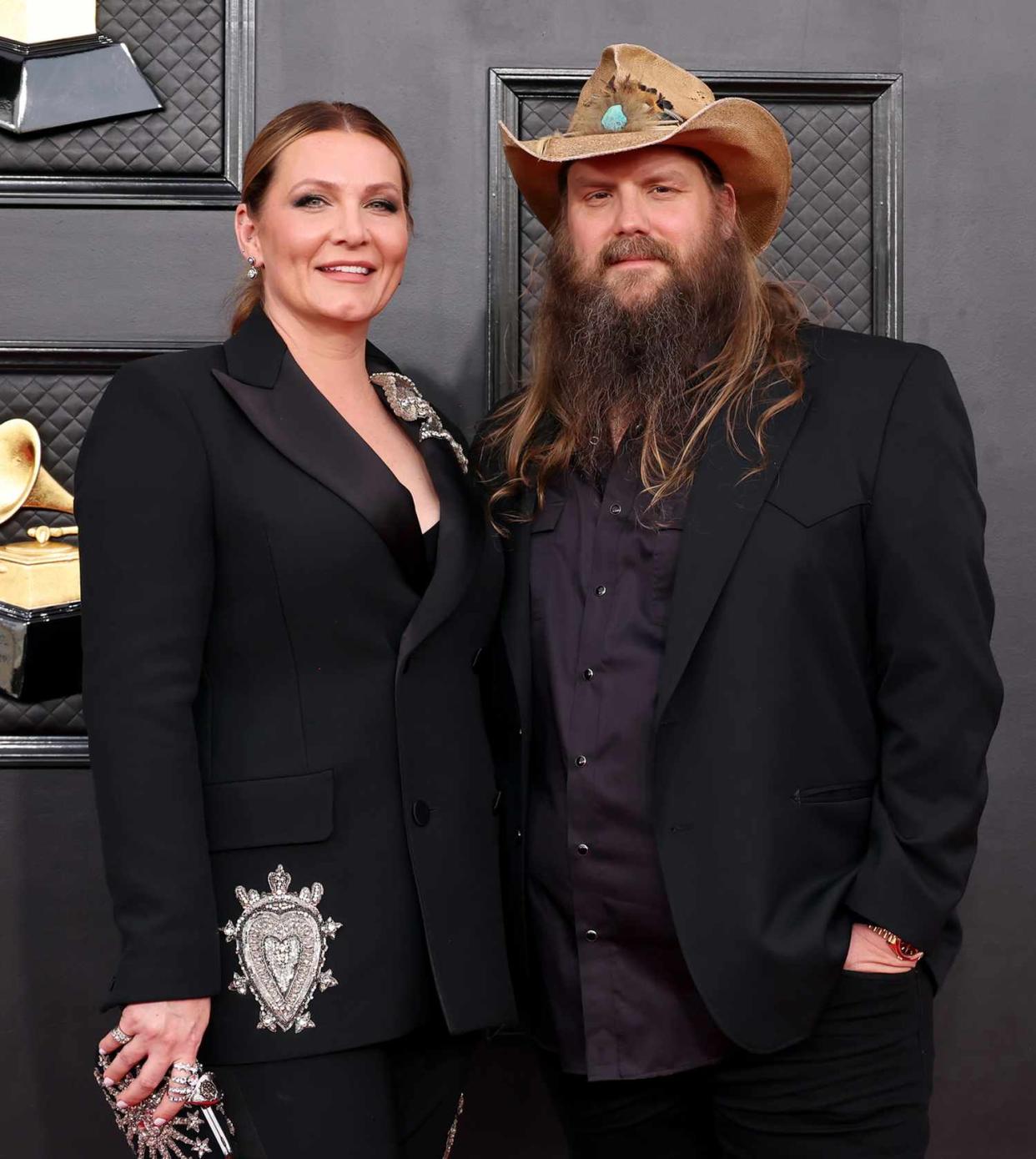 Morgane Stapleton and Chris Stapleton attend the 64th Annual GRAMMY Awards at MGM Grand Garden Arena on April 03, 2022 in Las Vegas, Nevada