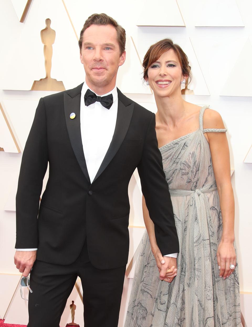 Benedict Cumberbatch and wife Sophie Hunter arrive at the 94th Academy Awards, where Cumberbatch was nominated for best actor.