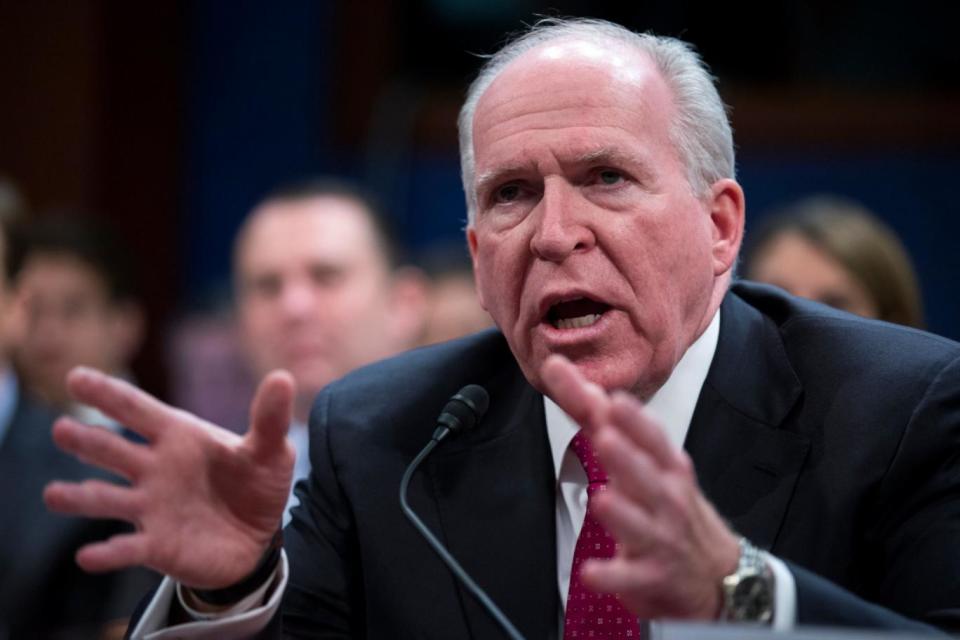 Former CIA Director John Brennan today compared Donald Trump to 'tyrants and despots' (EPA)
