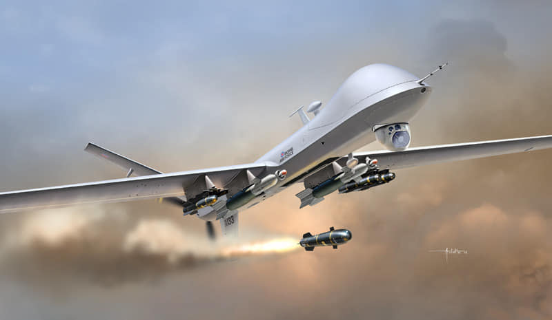 《富比士》（Forbes）指出，MQ－9「死神」（Reaper）無人機已抵達烏東地區。 圖：擷取自羅正方臉書
