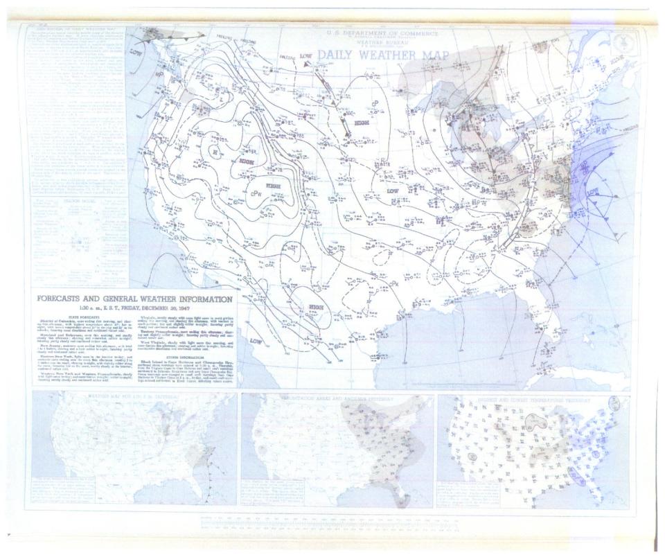 Daily weather map from Dec. 26, 1947 from the U.S. Weather Bureau.