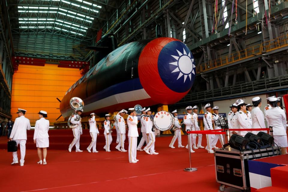 Launching ceremony of Taiwan’s first domestically built submarine, in Kaohsiung (REUTERS)
