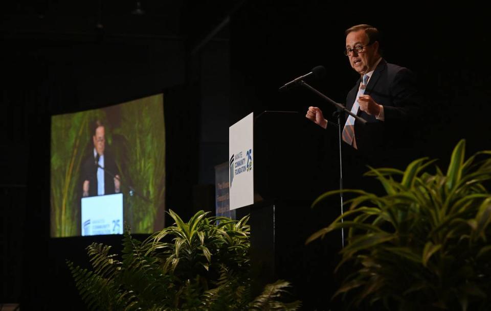 Tom Waters, CEO of Easterseals of Southwest Florida was honored with the Charles Clapsaddle Community Spotlight Award at the 2023 Manatee Community Foundation’s Spirit of Manatee Awards luncheon at the Bradenton Area Convention Center in Palmetto on Wednesday, March, 29, 2023.