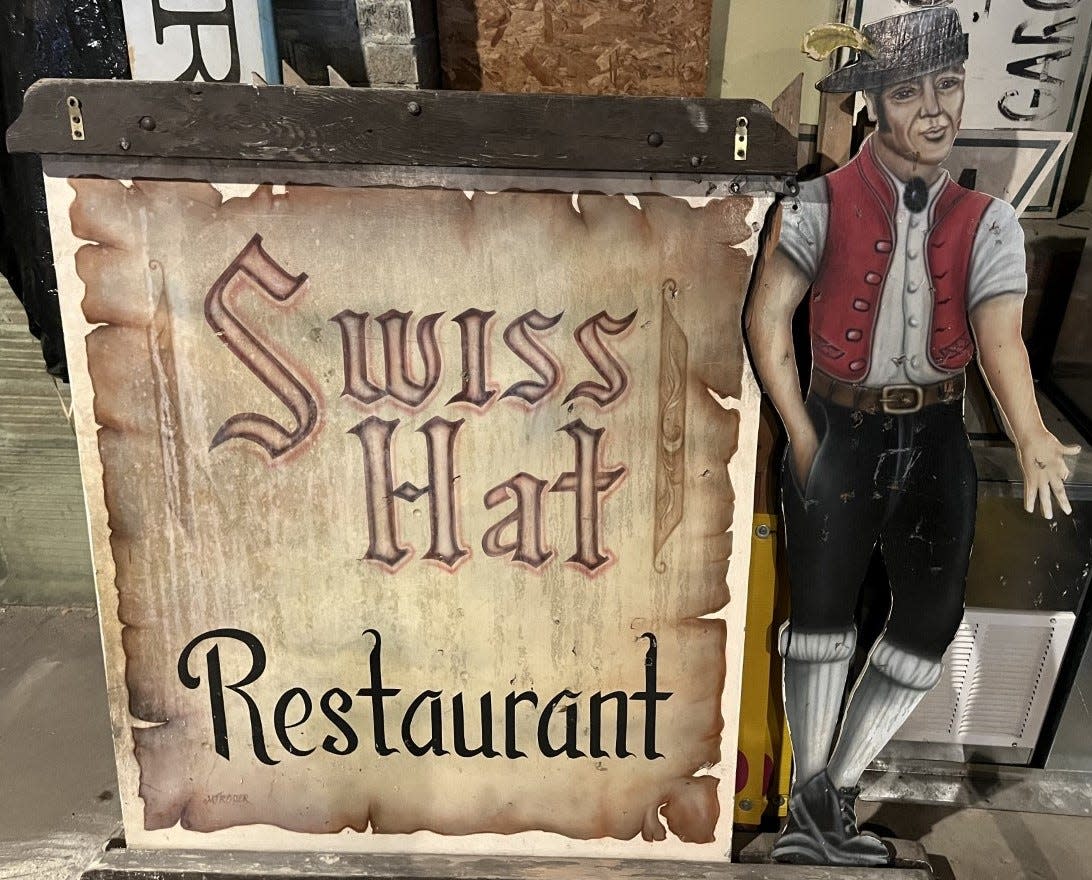 The original sign for the Swiss Hat Restaurant in Sugarcreek is stored at the Alpine Hills Museum in Sugarcreek.